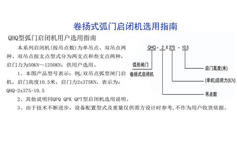 卷扬式弧门启闭机选用指南-QHQ型弧门启闭机用户选用指南