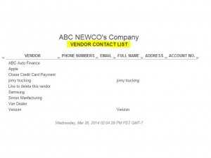 57-Vendor Contact List