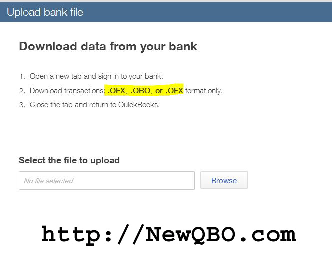Upload bank file QFX QBO OFX